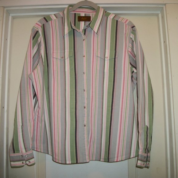 AURA COWGIRL FEMME STRIPES SHIRT X LG - Picture 1 of 6